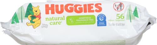 Huggies Natural Care Sensitive Baby Wipes, Unscented, Hypoallergenic, 99% Purified Water, 12 Flip-Top Packs (768 Wipes Total), Packaging May Vary