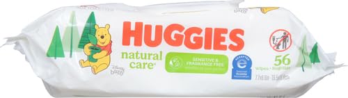 Huggies Natural Care Sensitive Baby Wipes, Unscented, Hypoallergenic, 99% Purified Water, 12 Flip-Top Packs (768 Wipes Total), Packaging May Vary