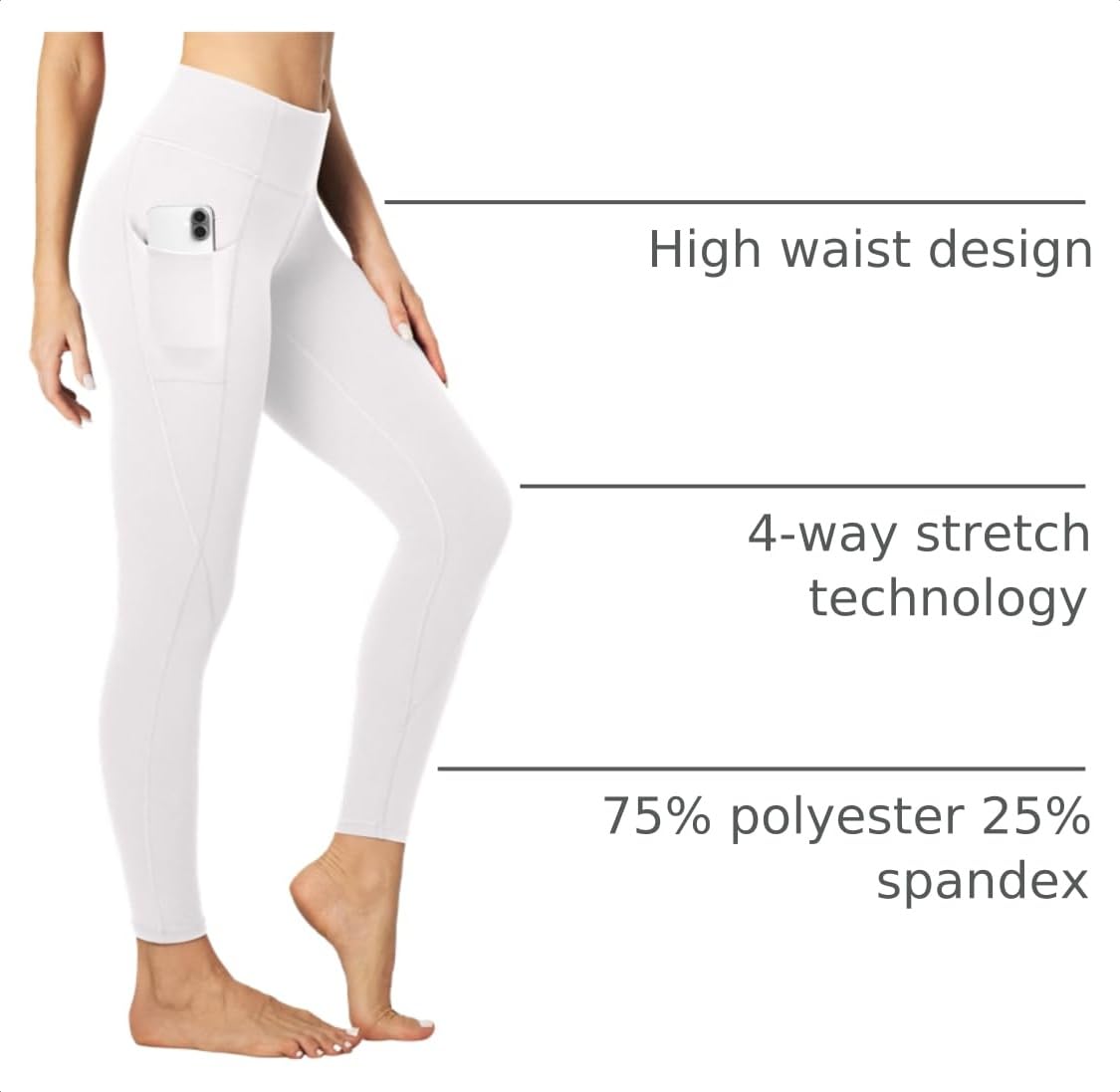 Heathyoga Leggings with Pockets for Women Tummy Control Workout Yoga Pants