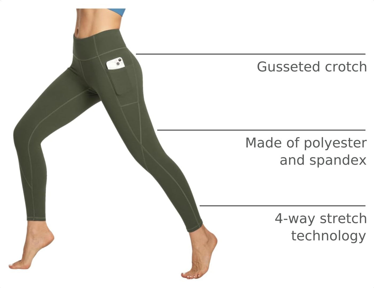 Heathyoga Leggings with Pockets for Women Tummy Control Workout Yoga Pants