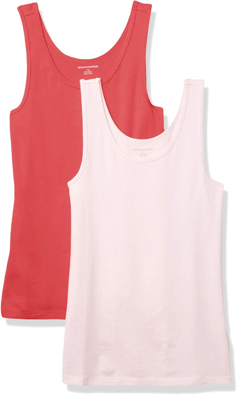 Amazon Essentials Women's Slim-Fit Ribbed Scoop Neck Tank Tops, Pack of 2