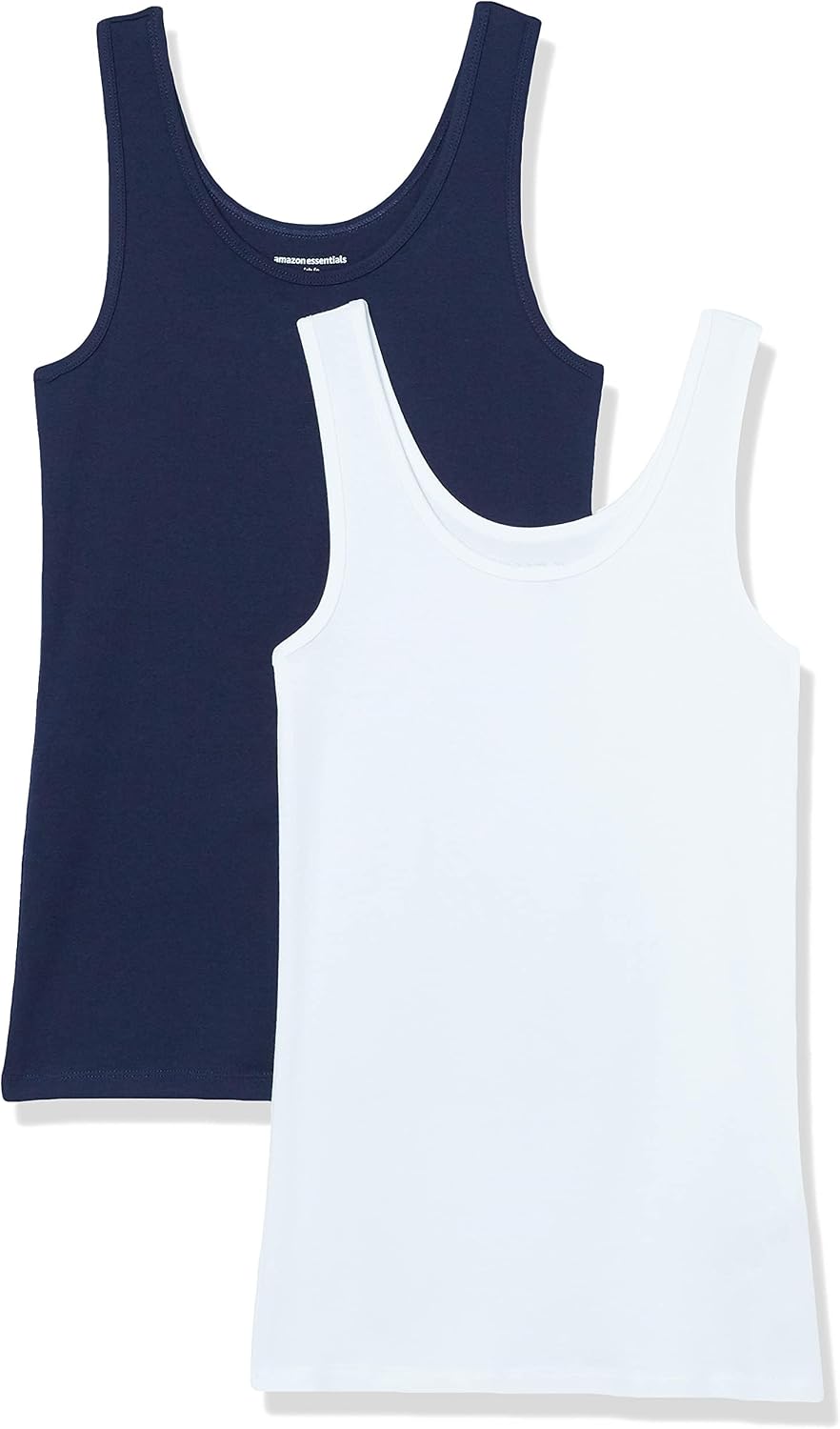 Amazon Essentials Women's Slim-Fit Ribbed Scoop Neck Tank Tops, Pack of 2