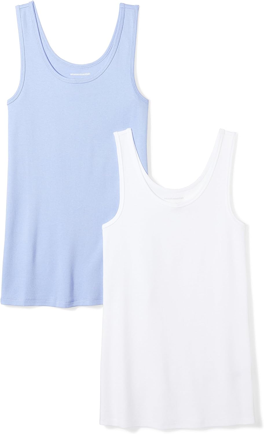 Amazon Essentials Women's Slim-Fit Ribbed Scoop Neck Tank Tops, Pack of 2
