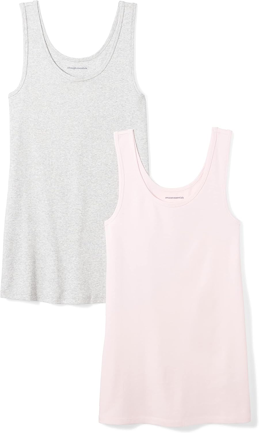 Amazon Essentials Women's Slim-Fit Ribbed Scoop Neck Tank Tops, Pack of 2
