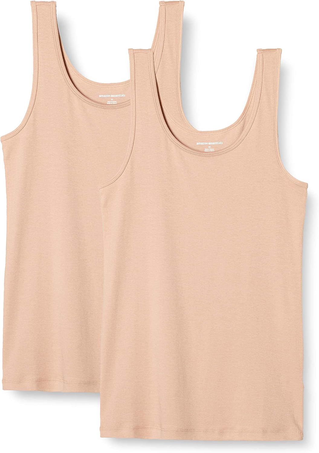 Amazon Essentials Women's Slim-Fit Ribbed Scoop Neck Tank Tops, Pack of 2