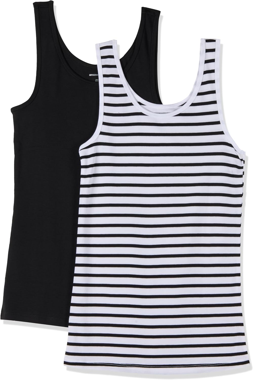 Amazon Essentials Women's Slim-Fit Ribbed Scoop Neck Tank Tops, Pack of 2