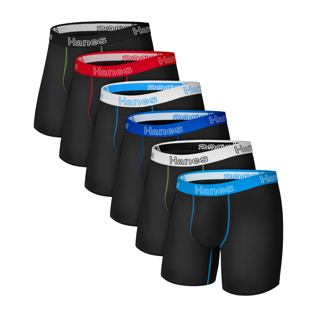 Hanes Men's Boxer Brief Underwear Pack, Stretch Cotton Boxer Briefs for Men, Moisture-wicking, 6-pack