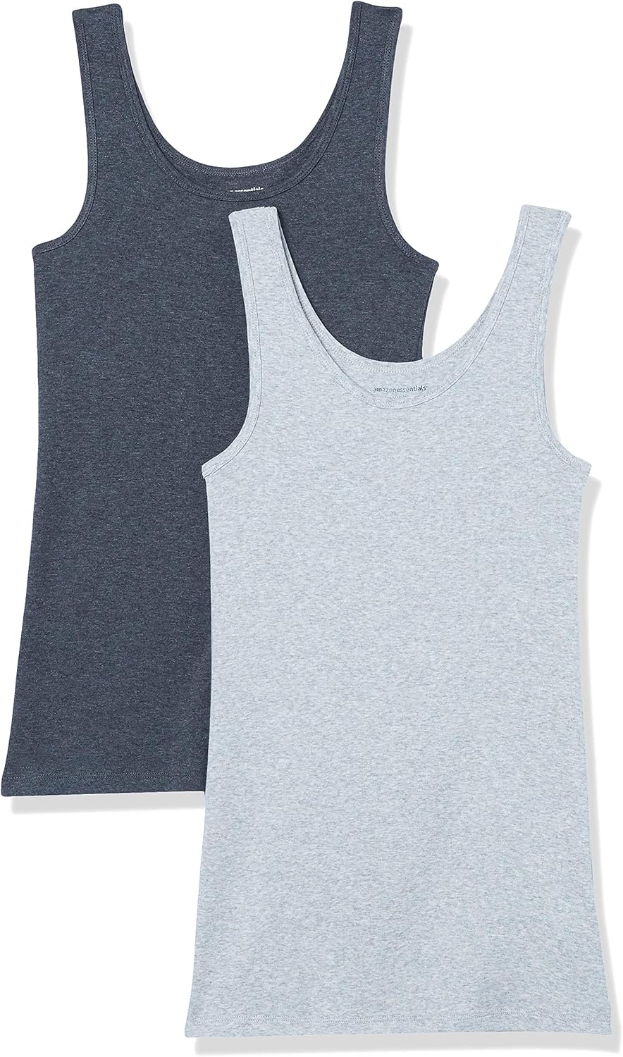 Amazon Essentials Women's Slim-Fit Ribbed Scoop Neck Tank Tops, Pack of 2