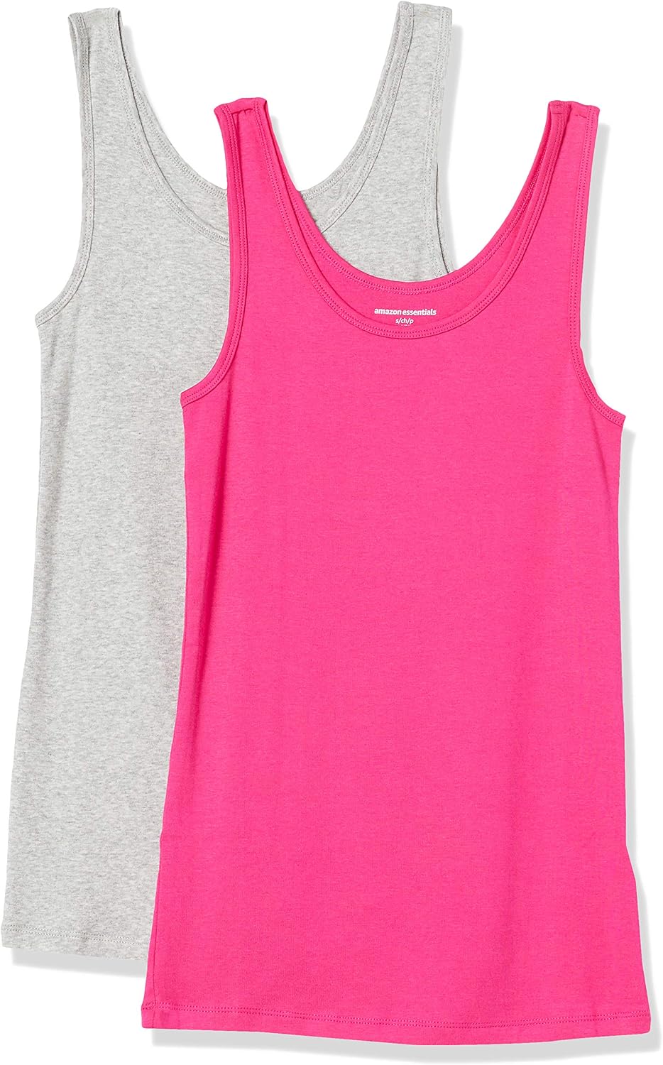 Amazon Essentials Women's Slim-Fit Ribbed Scoop Neck Tank Tops, Pack of 2