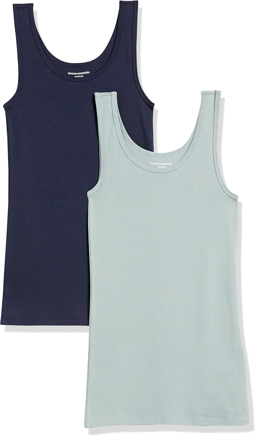 Amazon Essentials Women's Slim-Fit Ribbed Scoop Neck Tank Tops, Pack of 2