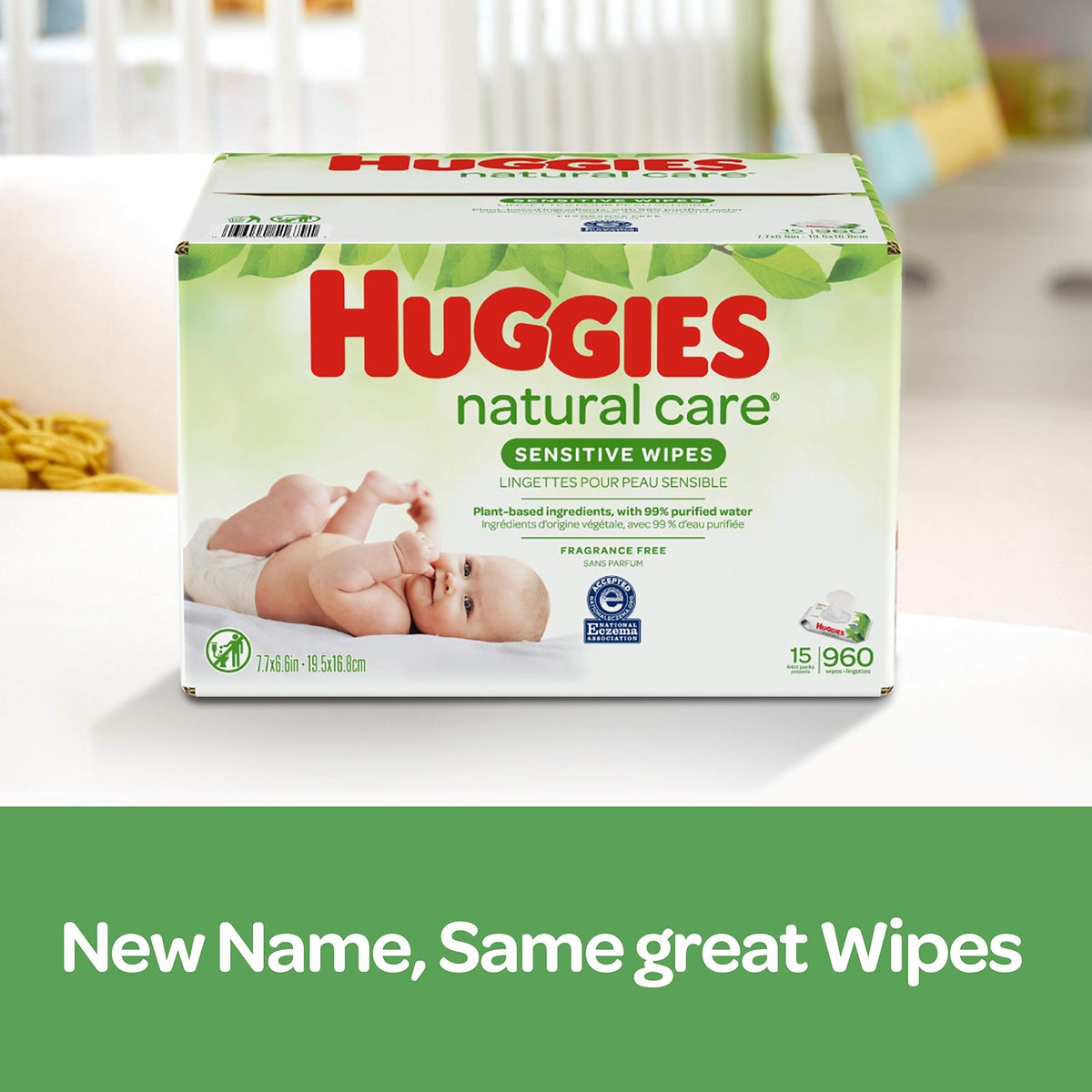Huggies Natural Care Sensitive Baby Wipes, Unscented, Hypoallergenic, 99% Purified Water, 12 Flip-Top Packs (768 Wipes Total), Packaging May Vary