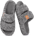 EverFoams Womens Fuzzy Open-toe Slippers Memory Foam Indoor House Shoes