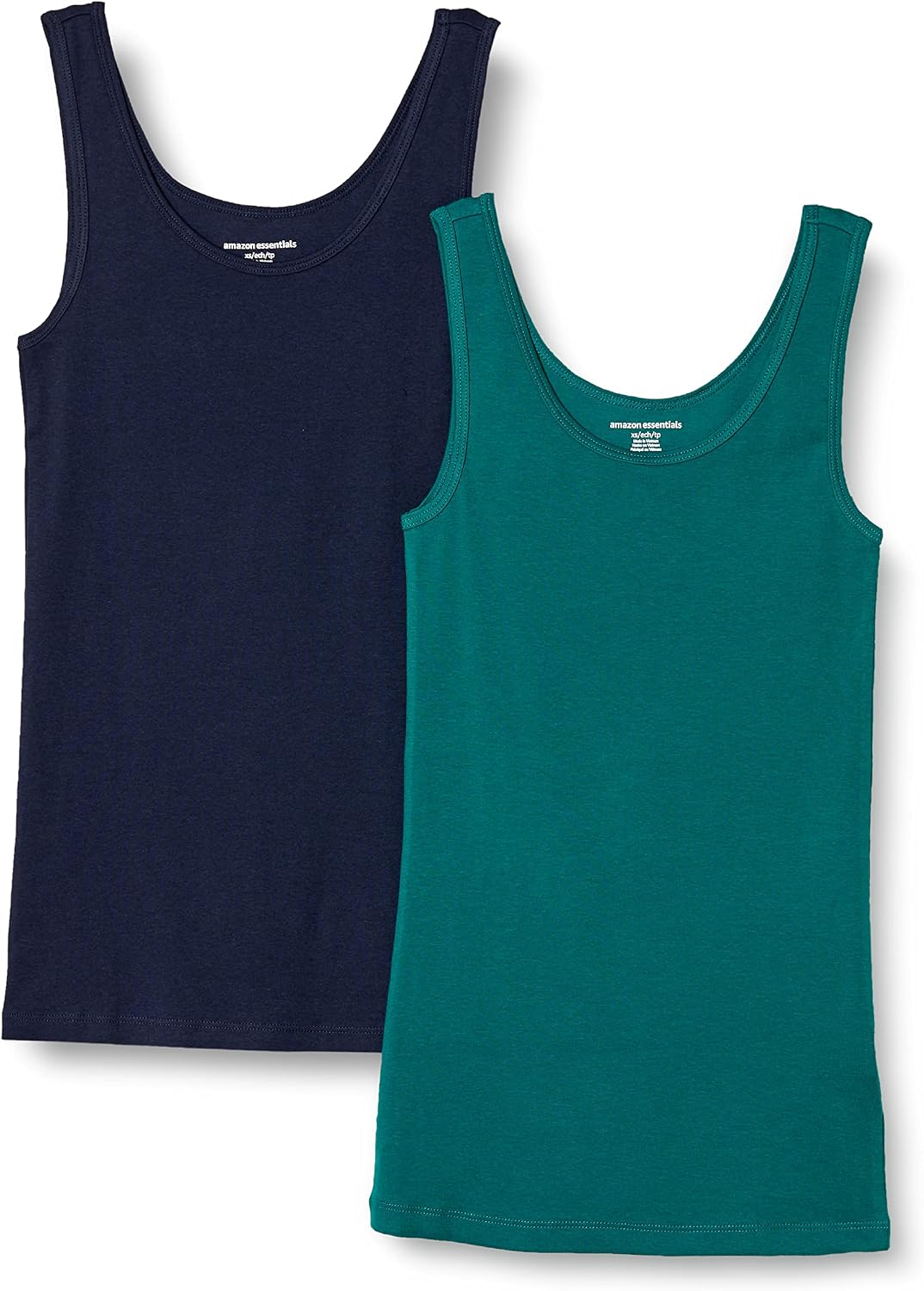 Amazon Essentials Women's Slim-Fit Ribbed Scoop Neck Tank Tops, Pack of 2